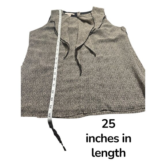 Covington Ruffle Front Sleeveless Blouse Women’s Size M Gray Black Herringbone P - Picture 8 of 8